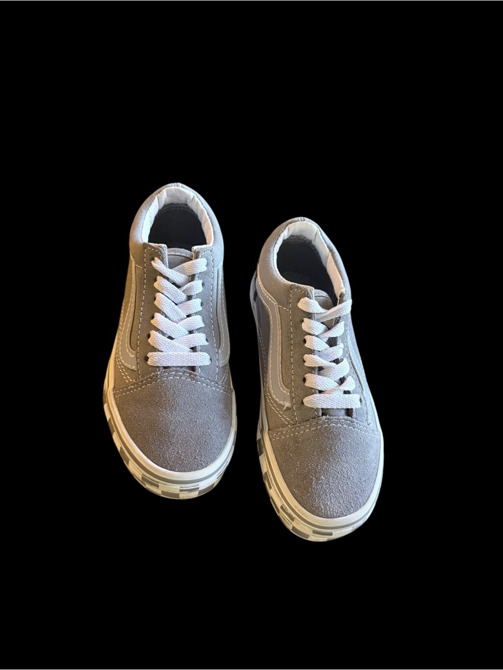 Vans Old Skool Kids Size 12 Gray White Checkerboard Suede Canvas Sneakers